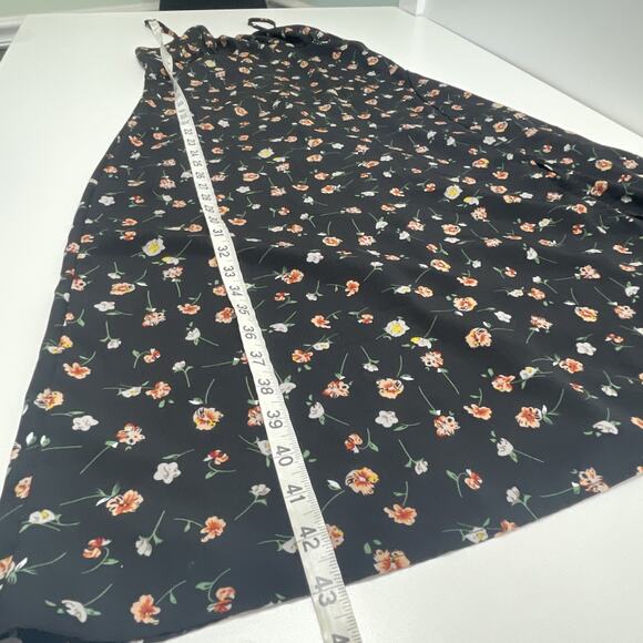 Shein Sun Dress Y2K Babydoll Vibes Midi Black Ditsy Floral Spagetti Strap Slit M - Picture 10 of 12